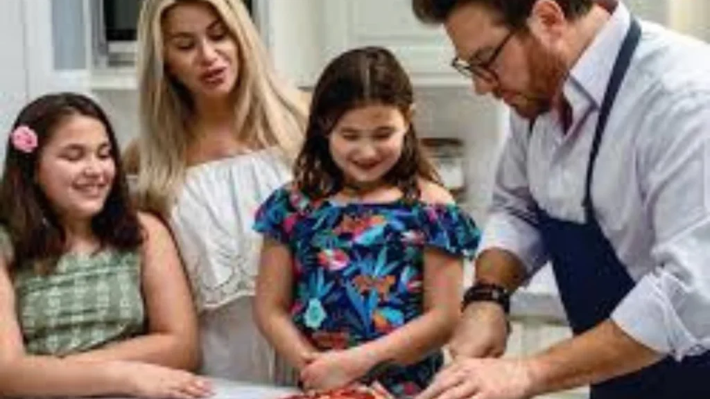 Scott Conant with wife Meltem Conant and their daughters Ayla and Karya