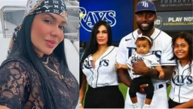 Cenelia Pinedo Blanco smiling during a public appearance as the wife of MLB star Randy Arozarena