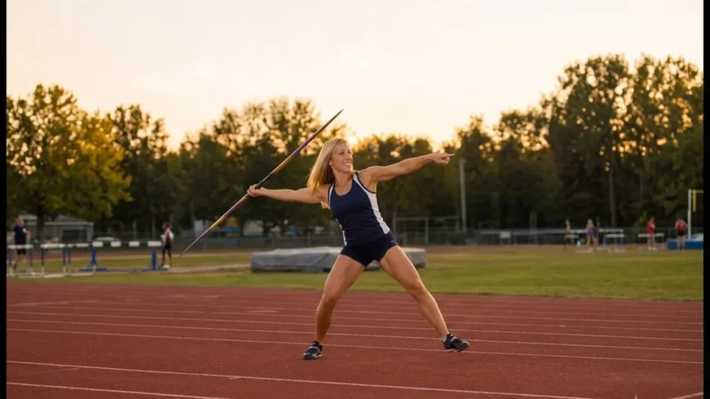 Denika Kisty during her athletic years at the University of Florida as a standout javelin thrower.
